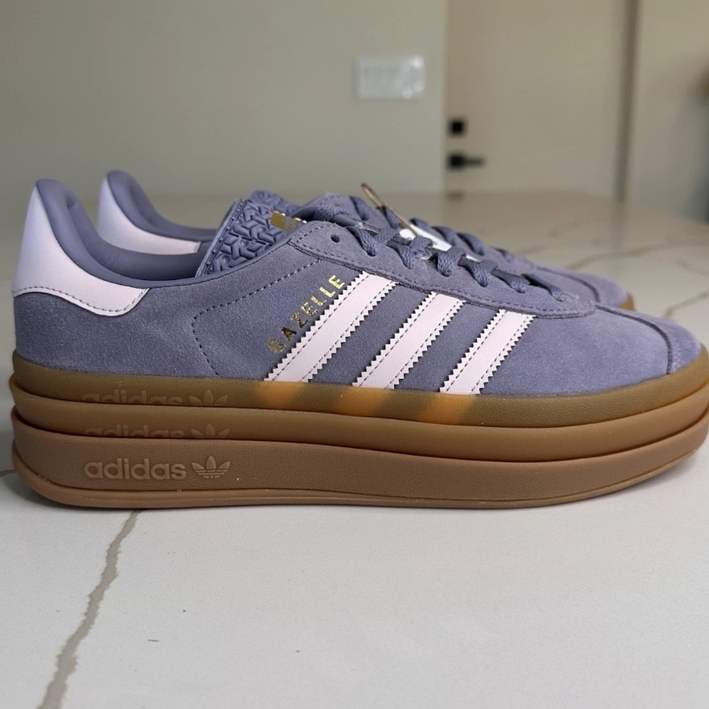 Adidas Gazelle Bold J Sneakers Sz 6.5 Youth Silver Violet Pink Gum Sole